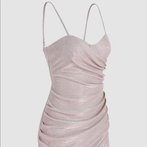 Sweetheart Neckline Glitter Bodycon Dress - Pink